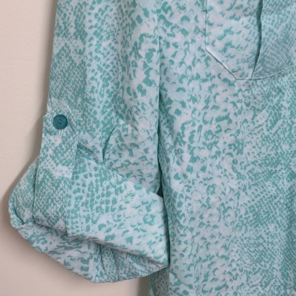 Elementz Tops Deals Macys Mint Green Animal Print Blouse Xl Petite